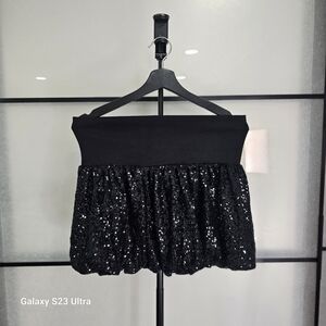 Mango Black Sequin Mini Skirt